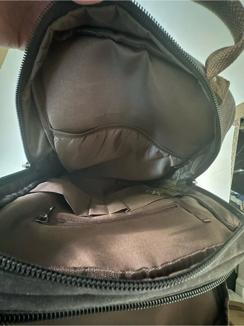 NEW MYGREEN Brown Backpack Zip & Buckle Closure, Leather Trim, Adjustable Strap